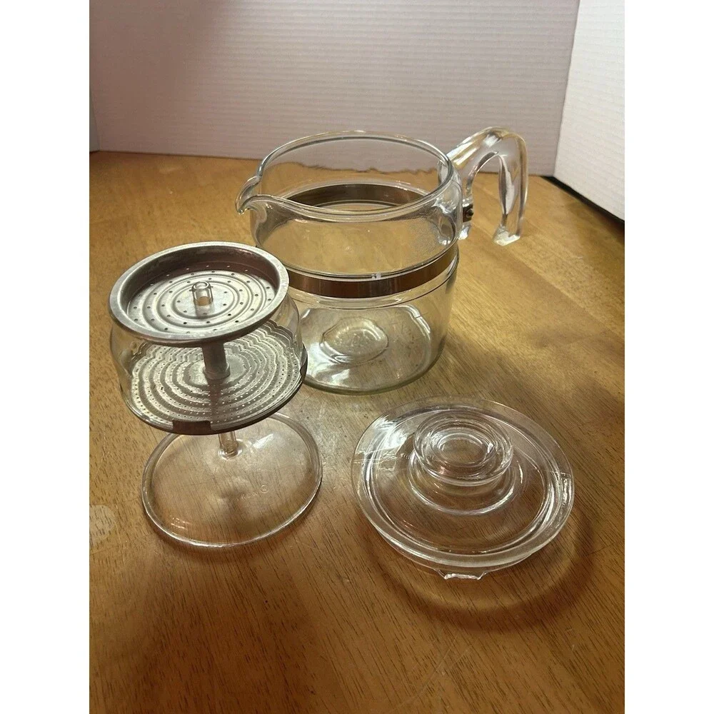 PYREX Flameware Glass Percolator Coffee Pot 6 Cup 7756 B Complete w/ Stem READ